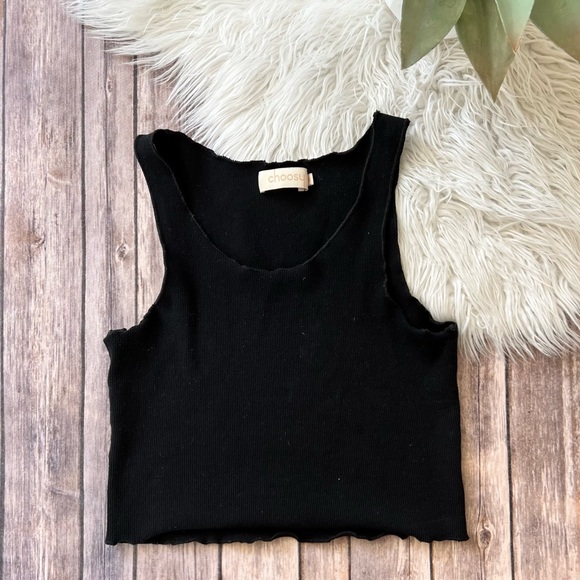 CHOOSY Cropped Ribbed Tank - Picture 1 of 4